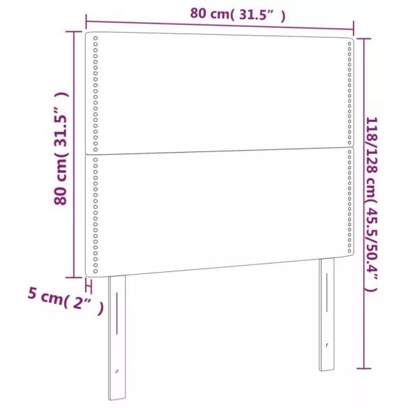 sötétszürke bársony LED-es fejtámla 80x5x118/128 cm