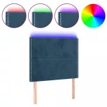 sötétkék bársony LED-es fejtámla 80x5x118/128 cm