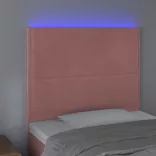 rózsaszín bársony LED-es fejtámla 80x5x118/128 cm