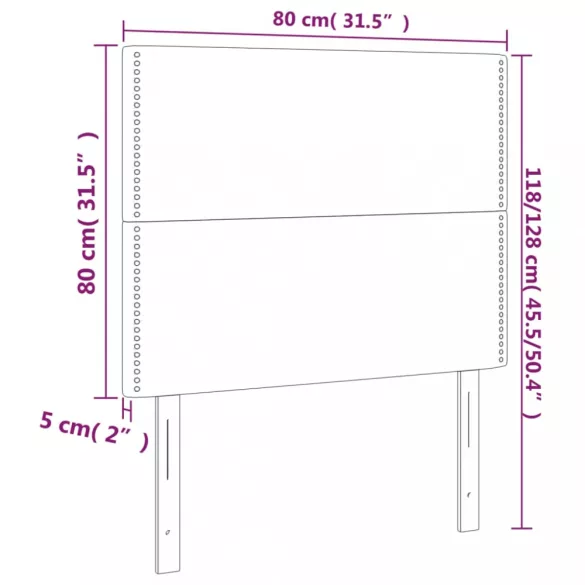 rózsaszín bársony LED-es fejtámla 80x5x118/128 cm