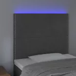 sötétszürke bársony LED-es fejtámla 90x5x118/128 cm