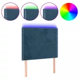 sötétkék bársony LED-es fejtámla 100x5x118/128 cm