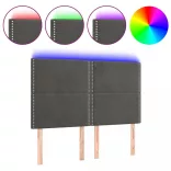 sötétszürke bársony LED-es fejtámla 144x5x118/128 cm