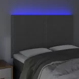 sötétszürke bársony LED-es fejtámla 144x5x118/128 cm