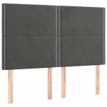 sötétszürke bársony LED-es fejtámla 144x5x118/128 cm