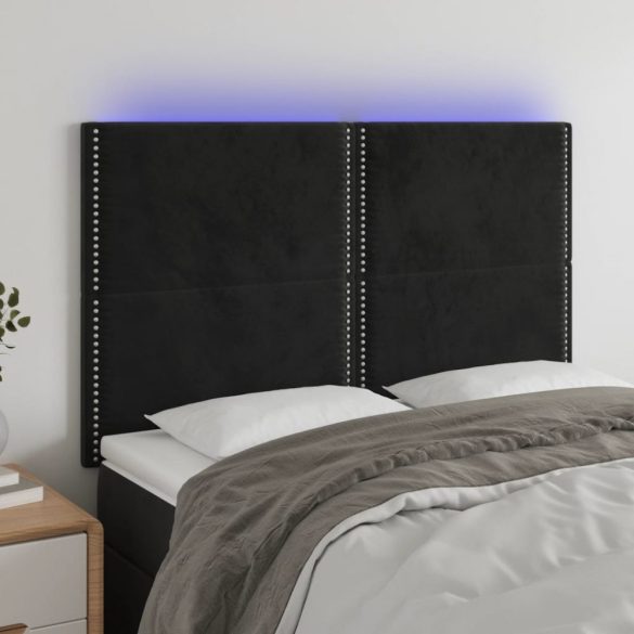 fekete bársony LED-es fejtámla 144x5x118/128 cm