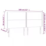 sötétszürke bársony LED-es fejtámla 160x5x118/128 cm