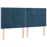 sötétkék bársony LED-es fejtámla 160x5x118/128 cm