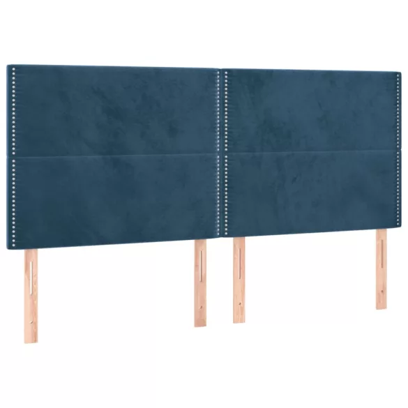 sötétkék bársony LED-es fejtámla 160x5x118/128 cm