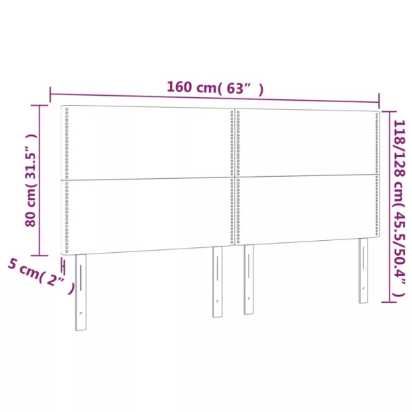 sötétkék bársony LED-es fejtámla 160x5x118/128 cm