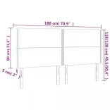 sötétszürke bársony LED-es fejtámla 180x5x118/128 cm
