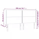 világosszürke bársony LED-es fejtámla 200x5x118/128 cm