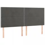 sötétszürke bársony LED-es fejtámla 200x5x118/128 cm