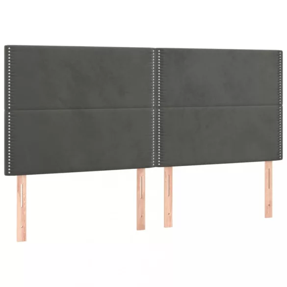 sötétszürke bársony LED-es fejtámla 200x5x118/128 cm
