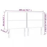 sötétszürke bársony LED-es fejtámla 200x5x118/128 cm
