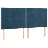 sötétkék bársony LED-es fejtámla 200x5x118/128 cm