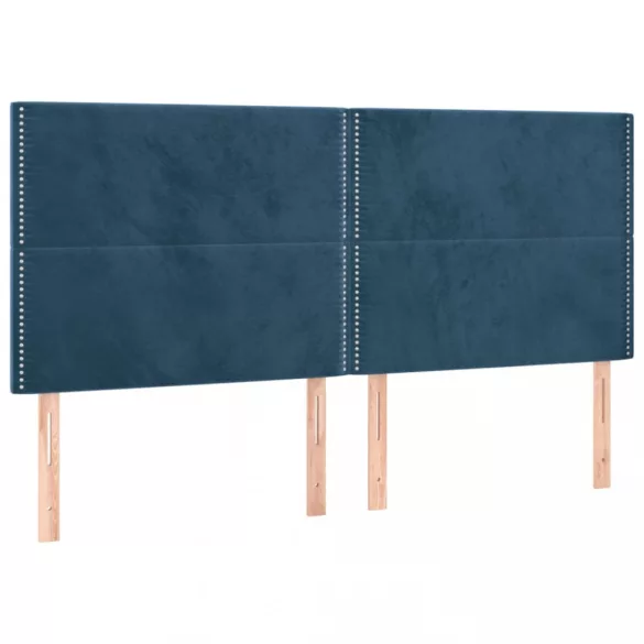 sötétkék bársony LED-es fejtámla 200x5x118/128 cm