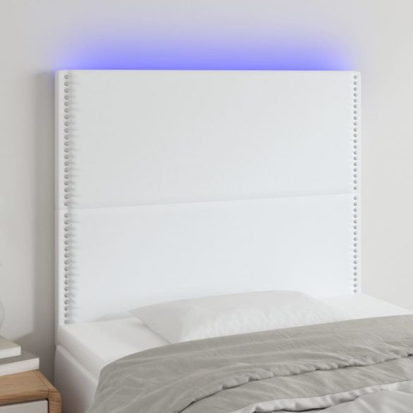 fehér műbőr LED-es fejtámla 80x5x118/128 cm