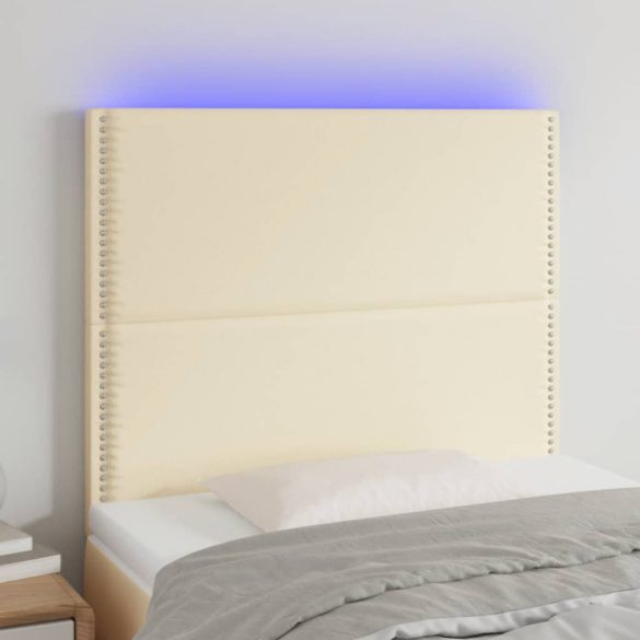 krémszínű műbőr LED-es fejtámla 80x5x118/128 cm