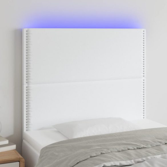 fehér műbőr LED-es fejtámla 90x5x118/128 cm