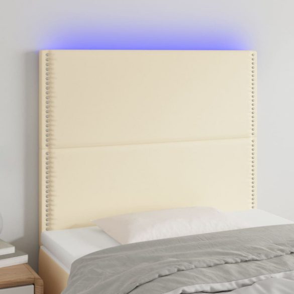 krémszínű műbőr LED-es fejtámla 90x5x118/128 cm