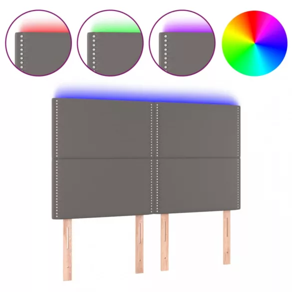 szürke műbőr LED-es fejtámla 144x5x118/128 cm