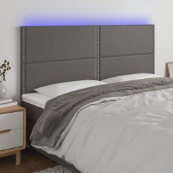 szürke műbőr LED-es fejtámla 160x5x118/128 cm