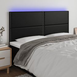 fekete műbőr LED-es fejtámla 200x5x118/128 cm