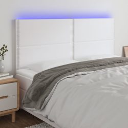 fehér műbőr LED-es fejtámla 200x5x118/128 cm