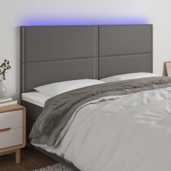 szürke műbőr LED-es fejtámla 200x5x118/128 cm