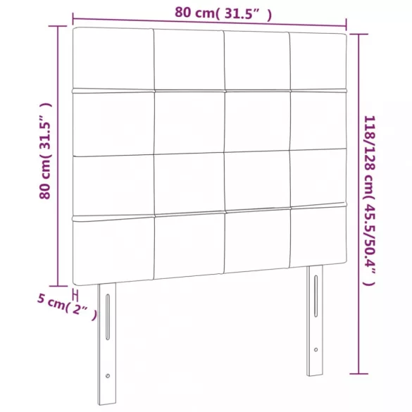 sötétbarna szövet LED-es fejtámla 80x5x118/128 cm