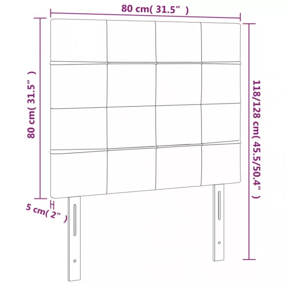 tópszínű szövet LED-es fejtámla 80x5x118/128 cm