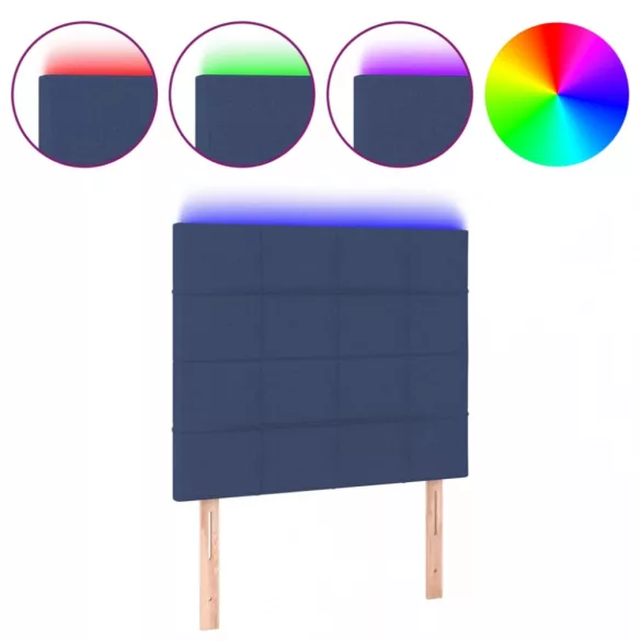 kék szövet LED-es fejtámla 80x5x118/128 cm