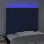 kék szövet LED-es fejtámla 90x5x118/128 cm