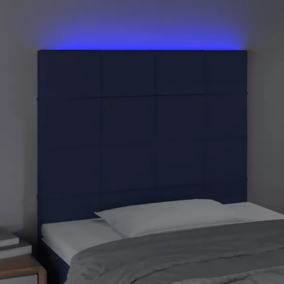 kék szövet LED-es fejtámla 90x5x118/128 cm
