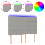 világosszürke szövet LED-es fejtámla 144x5x118/128 cm