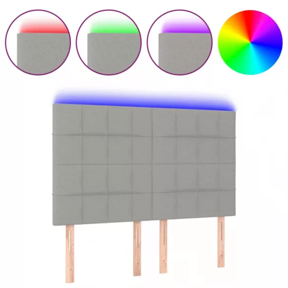 világosszürke szövet LED-es fejtámla 144x5x118/128 cm