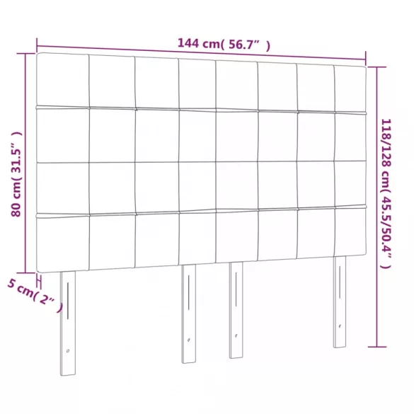 világosszürke szövet LED-es fejtámla 144x5x118/128 cm