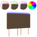 sötétbarna szövet LED-es fejtámla 144x5x118/128 cm