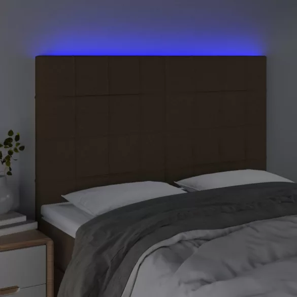 sötétbarna szövet LED-es fejtámla 144x5x118/128 cm