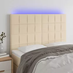 krémszínű szövet LED-es fejtámla 144x5x118/128 cm