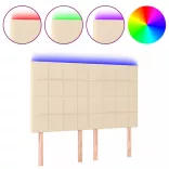 krémszínű szövet LED-es fejtámla 144x5x118/128 cm