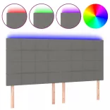 sötétszürke szövet LED-es fejtámla 160x5x118/128 cm