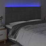 sötétszürke szövet LED-es fejtámla 160x5x118/128 cm