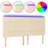 krémszínű szövet LED-es fejtámla szárnyakkal 160x5x118/128 cm