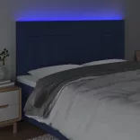 kék szövet LED-es fejtámla 160x5x118/128 cm