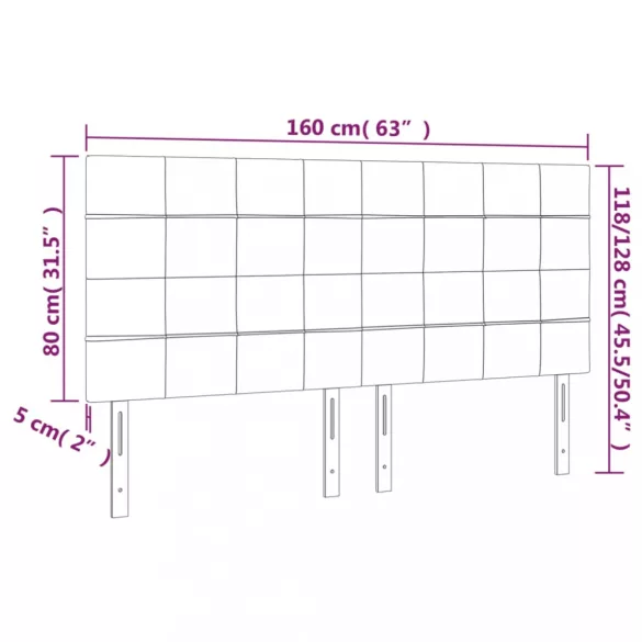 kék szövet LED-es fejtámla 160x5x118/128 cm