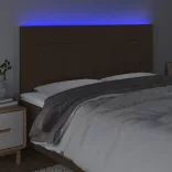 sötétbarna szövet LED-es fejtámla 180x5x118/128 cm