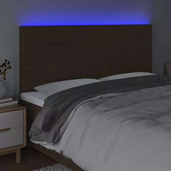 sötétbarna szövet LED-es fejtámla 180x5x118/128 cm