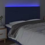 kék szövet LED-es fejtámla 180x5x118/128 cm